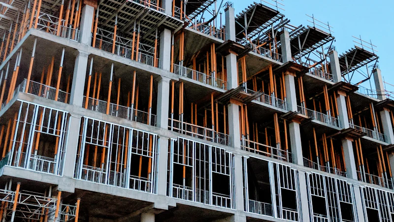 Reinforced concrete frame of a building under construction